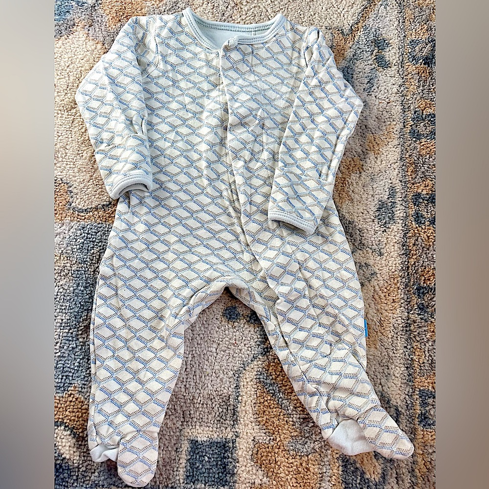 Magnetic me organic cotton footed onsie, size 0-3 months blue Pompidou
